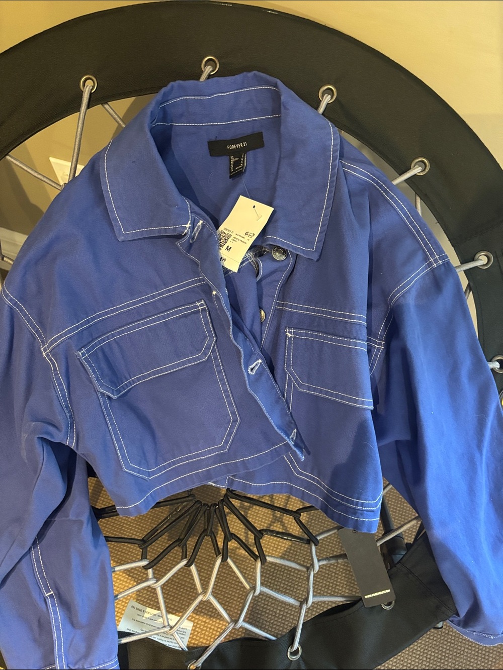 Forever 21 Royal Blue Cropped Denim-Style Jacket